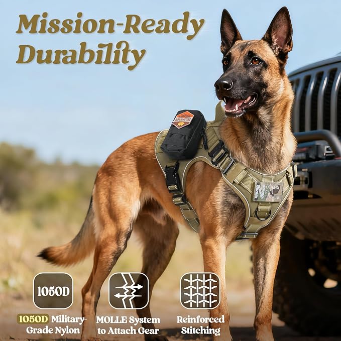 rabbitgoo Tactical Dog Harness X-Large, Heavy Duty Military No Pull Vest | Sturdy Metal Buckles, 5 Adjustments, Molle System, Powerful Pullers for Training, Hunting, Outdoor, Brown Reflex, X-Large - Image 5