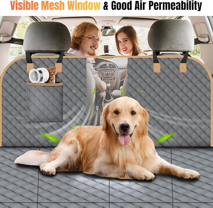 Dog Car Seat Cover for Back Seat, Hard Bottom Holds 420lbs Dog Hammock for Cars SUVs Trucks, Easy to Clean, Waterproof Scratch-Proof Nonslip Backseat Extender for Dogs 4 Panels - Image 5