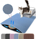 Extra Large Cat Litter Mat, Double Layer Honeycomb Design, Blue | 30x22”, Reduces Litter Tracking, Easy to Clean, Waterproof, Non-Slip, Soft on Paws, Scratch Resistant, Blue, XL by Petinstinct