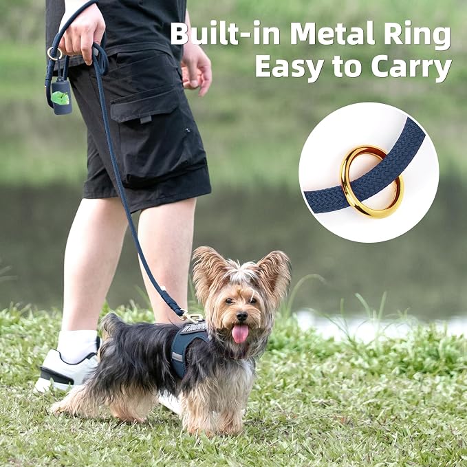 5FT Dog Leash 5/16 inch Puppy Cat Rope Lead | Prussian Blue, with Anti-tangle Swivel Clip, Comfortable Non-slip Grip Handle, Ideal for Daily Walks, for Small Medium Dogs - Image 5