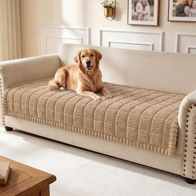 Smiry Couch Cover for Dogs, Non Slip Fuzzy Pet Sofa Covers Washable | Sofa Slipcovers for 3 Cushion Couch, Soft Thick Furniture Protector for Cats Dogs, Against Fur, Dirt, Scratch (35.4"x95") by Smiry