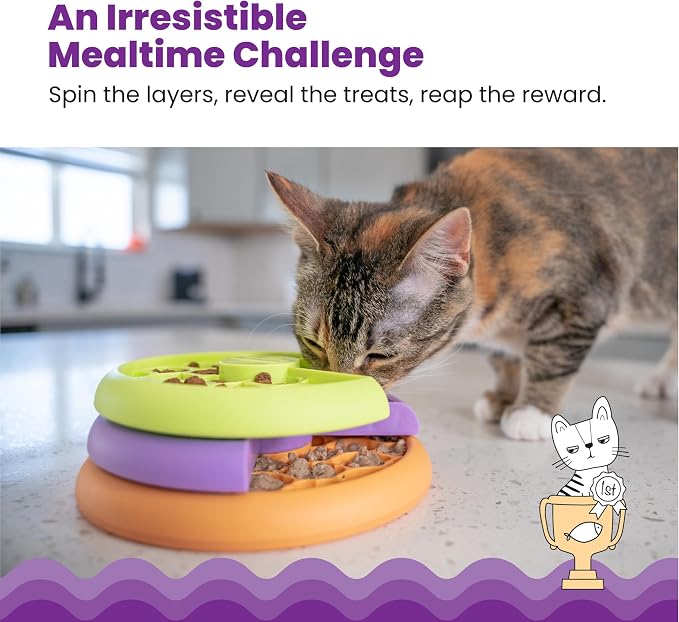 Catstages Kitty Lickin' Layers Interactive Cat Slow Feeder Treat Puzzle Toy, Dry or Wet Food, Mental Stimulation, Foraging Toy with 80+ Compartments (Pack of 12) - Image 2