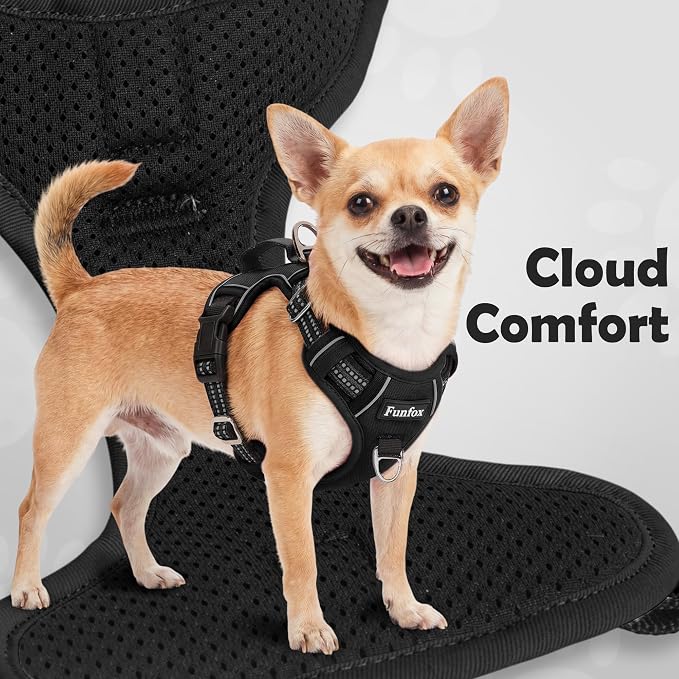 Dog Harness for X-Large Dog No Pull, Adjustable Pet Vest Harness, Vertical Handle Easy Control with 2 Leash Clips, Soft Material, Reflective Safe Night Walking for X-Large Size, Black, XL - Image 6