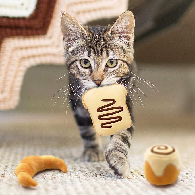 CiyvoLyeen Plush Bread Catnip Toys for Indoor Cats 6 Pack | Bread Cat Chew Toys, Boredom Relief, Interactive Play, Soft Durable Plush with Catnip, Funny Gift for Cat Lovers & Kitten - Image 7