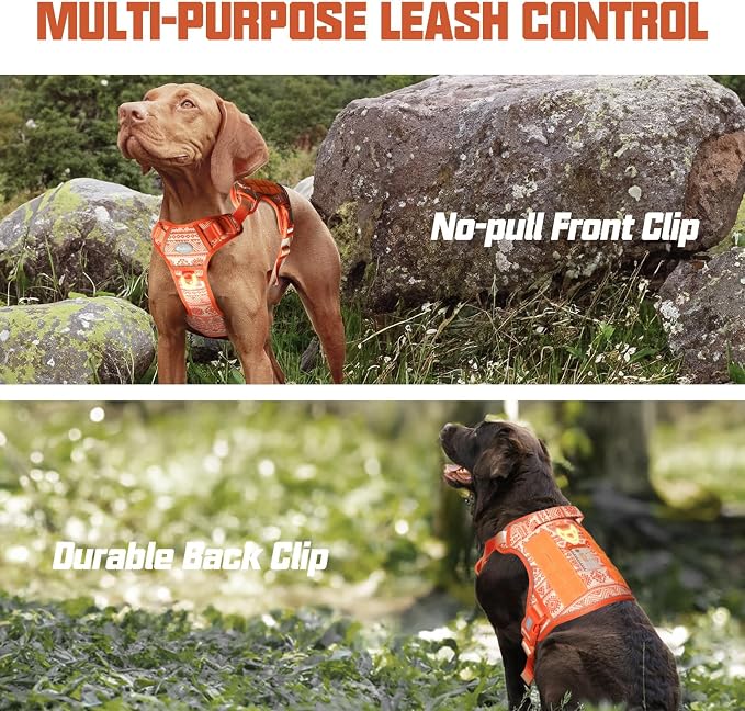AUROTH Tactical Dog Harness for Large Dogs, Heavy Duty No Pull Pet Vest | Easy Control Handle, Adjustable, Reflective, Military K9, for Doberman Husky Walking Hunting Hiking, Bohemia Orange, X-Large - Image 5