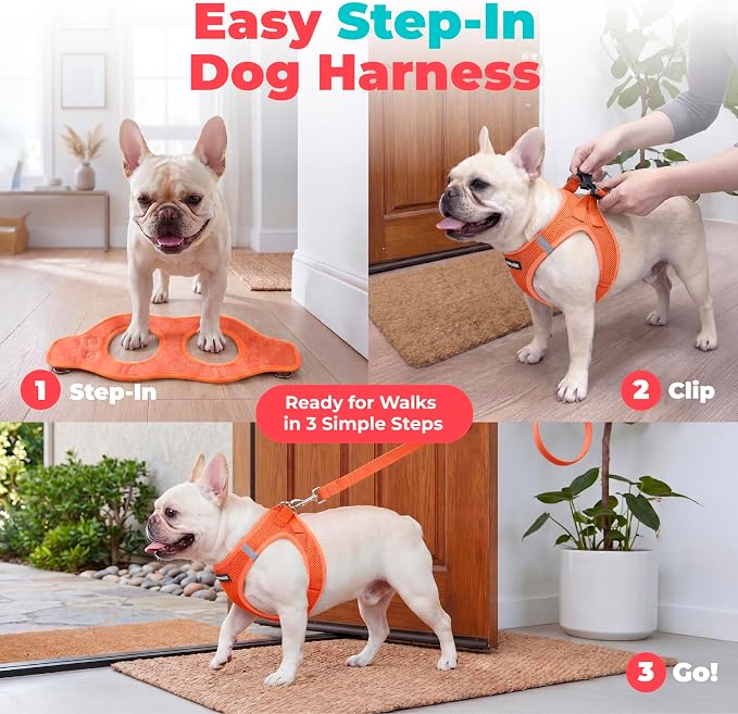 Voyager Step-in Air Dog Vest Harness - Orange, XXX-Small | 11 - 12" in Chest, Reflective Bands, All Weather Breathable Air Mesh, Cats Compatible, Lightweight, Fast Drying - Image 3