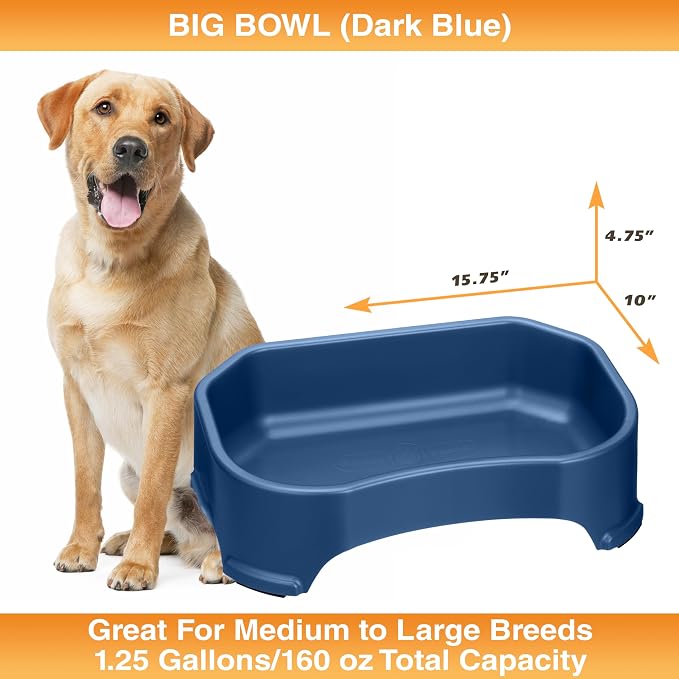 Neater Pet Brands Extra Large Water Bowl for Dogs, Outdoor Dog Water Bowl (1.25 Gallon XL Capacity), Big Trough Style Food Dish for Indoors or Outside, No Spill Large Dog Bowls, Dark Blue - Image 6