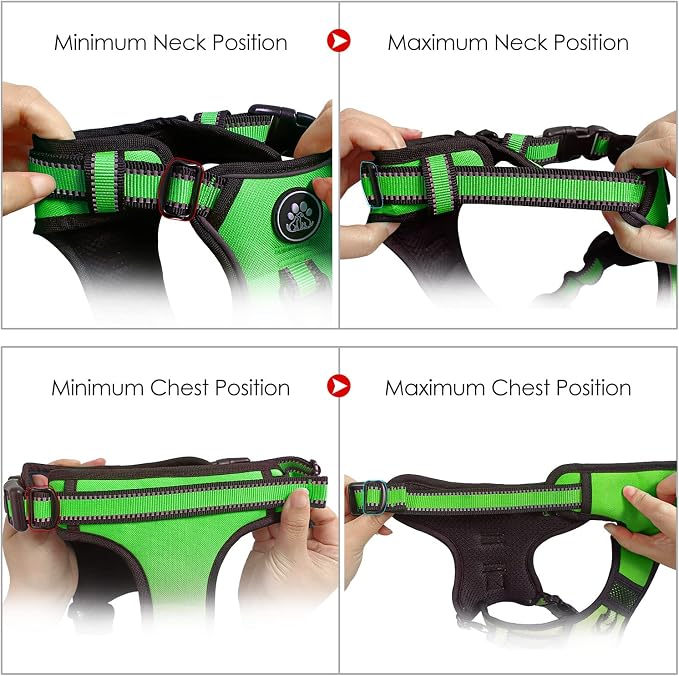 NESTROAD No Pull Dog Harness,Adjustable Oxford Dog Vest Harness with Leash,Reflective No-Choke Pet Harness with Easy Control Soft Handle for Large Dogs(Large,FluorescentGreen) - Image 5