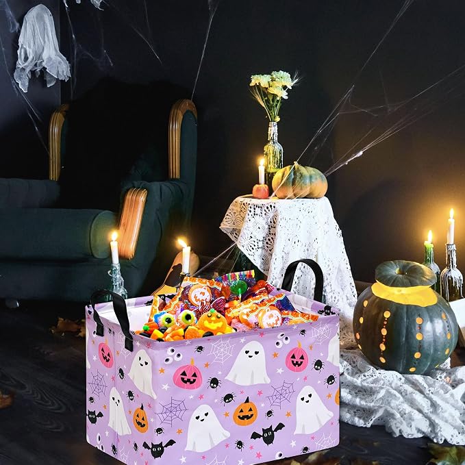 Halloween Storage Basket Home Shelf Basket Rectangle Organizer Box Clothes Laundry Hamper Nursery Bin Gift Laundry Basket with Handles - Image 6
