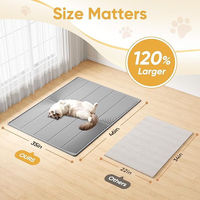 TRZZ XXL Cat Litter Mat, Large Silicone Waterproof Mat, Blue | Non-Slip, Easy to Clean, Cat Litter Trapping Mat, Kitty Litter Catcher, Scatter Control, for Floor - Image 2