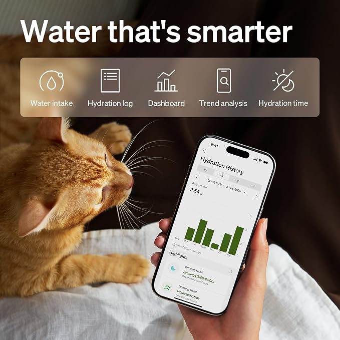 PETLIBRO Upgrade Cat Water Fountain Stainless Steel Tray, Dockstream 2 Cat Fountain Indoor, 3L/101oz Auto Cat Fountains for Drinking, App Monitoring Pet Water Fountain Dog, 5G WiFi Cat Water Dispenser - Image 2