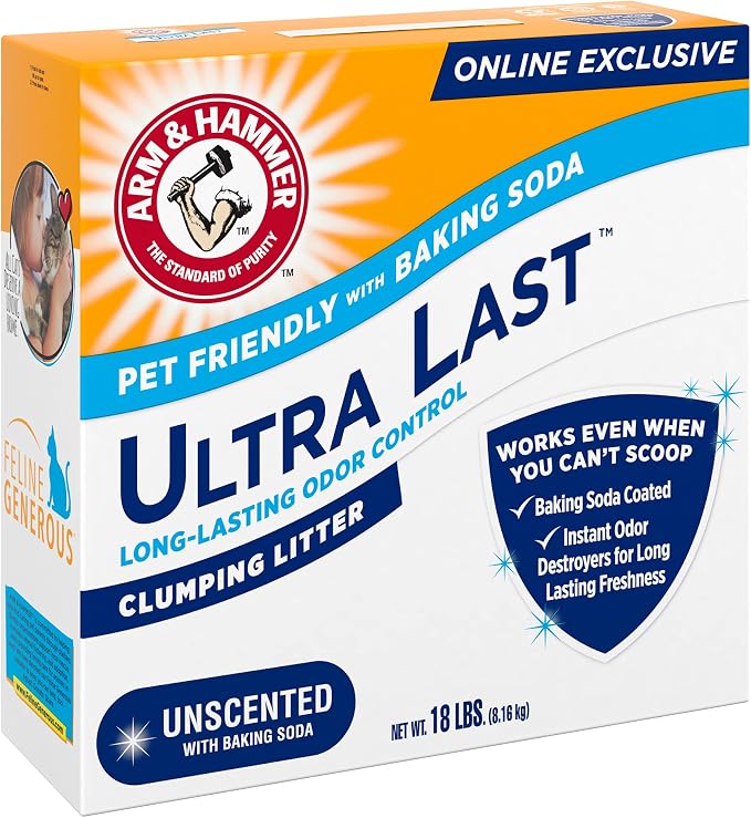 ARM & Hammer Ultra Last Clumping Cat Litter, Unscented, MultiCat, 18 Lbs | Clumping Formula, 99% Dust Free, Pet Friendly, Baking Soda Odor Control - Image 12