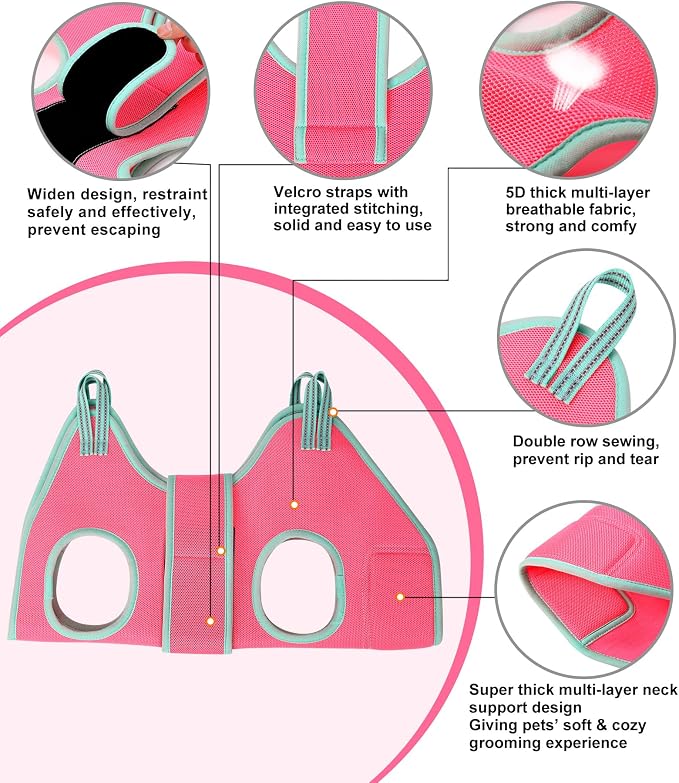 Kkiimatt Dog Grooming Hammock, Small Dog Hammock for Nail Trim, Hanging Harness for Claw Care,Grooming Sling Holder Hanger with Thick Fabric Neck Support Wide Strap Restraint - Image 5