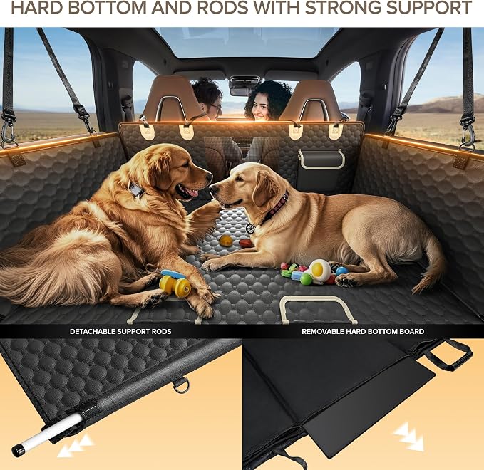 Back Seat Extender for Dogs,PVC Rods Support and Hard Bottom Car Seat Cover | Heavy Duty Dog Car Seat Cover for Back Seat, Dog Hammock for Car, Waterproof Pet Bed For Car, SUV, Truck - Image 5