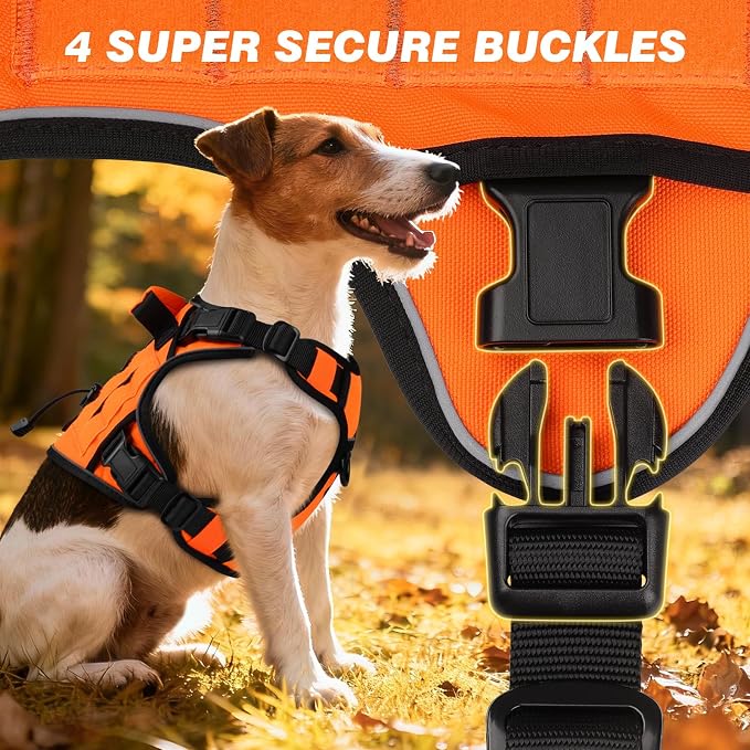 WINGOIN Orange Tactical Dog Harness for Medium Dogs,No Pull Dog Harness | Heavy Duty with Handle,Adjustable Reflective,Military K9 Pet Vest,for Pitbull Female Male,for Walking Training Hiking Hunting - Image 5