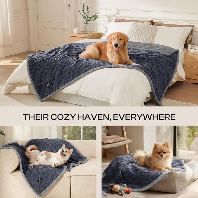 Luciphia Waterproof Dog Blanket, Reversible Sherpa Fleece for Couch Cover | Reversible waterproof pet blanket soft fleece machine washable protect couch bed, Dark Grey 57" x 40" - Image 4
