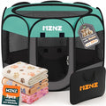 Dog Cat Small Animal Puppy Playpen Crate with 3 Blankets, Small, Blue | Portable Pop Up Pet Cage Enclosure Tent Kennel Indoor Outdoor with Carrying Case, No Assembly, Camping Use by MZNZ