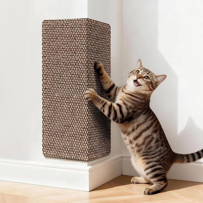 Wall Cat Scratcher for Indoor Cats,Corner Furniture Protector Brown | 23.6x11.8" wall corner cat scratcher,Durable scratching board protects door, wall and couch furniture,Easy mount by REFLYING