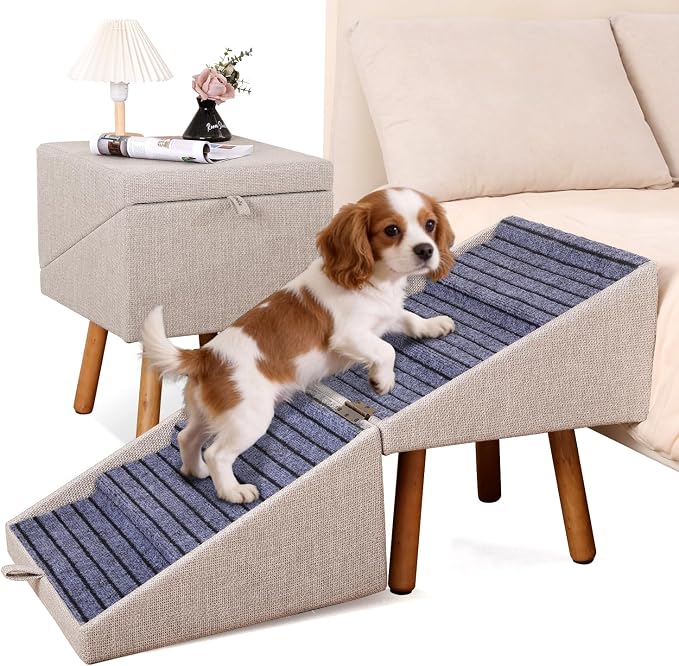 Dog Stairs for Beds, 2-in-1 Foldable Pet Ramp for Small Dogs | 250lbs Large Dog Steps , 21.06" H Non-Slip Pet Ramp for Bed Couch for Medium Large Small Dogs Bedside Table Convertible by Ziluce