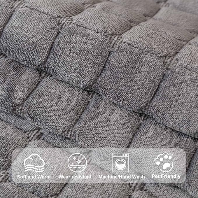 Velvet Washable Couch Cover for Pets Dogs, Non Slip Sectional Sofa Covers for 3 Cushion Couch Sofa L Sharped Sofa Slipcovers, Furniture Protector (1 PCS 36"x94",Dakr Grey) - Image 4