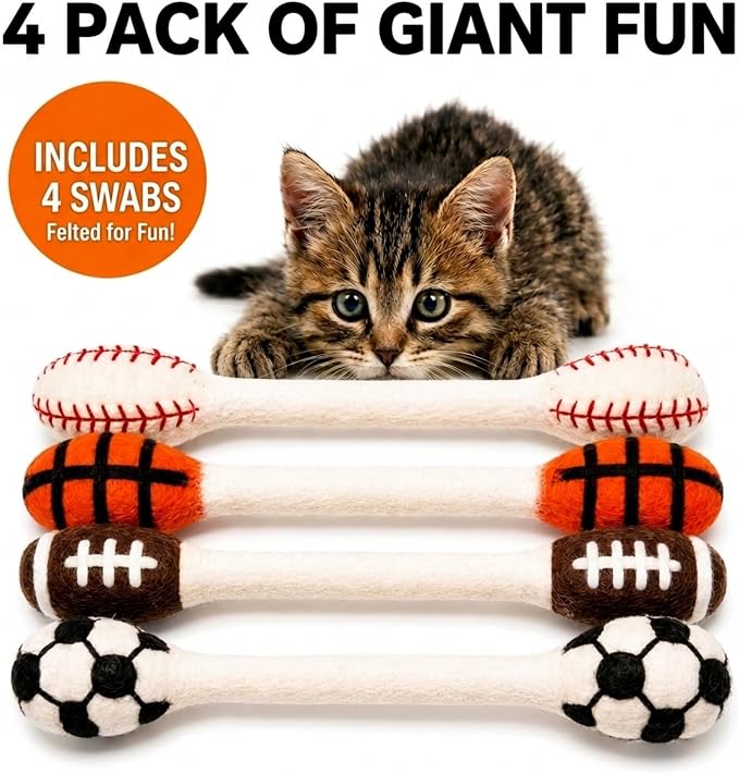 Glaciart One Swabs Cat Toys with Catnip - 4 Pk | Durable for Chew, Cute Cat Toys Interactive Kitty for Boredom, Exercise, & Play | Filled w/Organic Catnip for Anxiety & as Digestive Aid | Gift Idea - Image 7