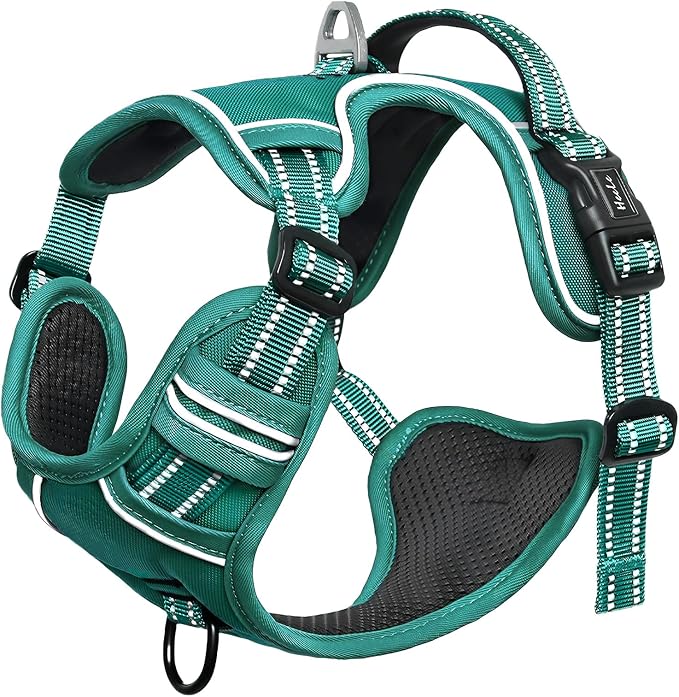 HEELE Dog Harness for Large Dogs No Pull Dog Vest Harness for Large Dog with Soft Padded Handle Reflective for Outdoor Training, Grass Green, XL | Front Clip for Large Dog Harness, 2 Metal Rings with Handle, Adjustable, Soft Breathable Padded Pet Vest ... - Image 6