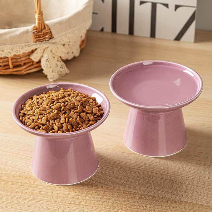 Ceramic Elevated Cat Bowls - 6.2 Inch Extra Wide Raised Cat Food and Water Bowl Set for Indoor Cats, Whisker-Friendly Ceramic Cat Dish for Elder Big Cats & Small Dogs,Dark Purple,1 Pack - Image 6