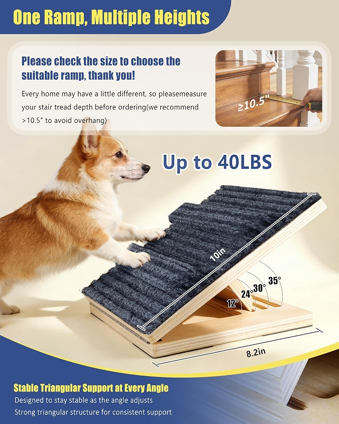 Dog Ramp for Stairs for Small Dogs Up to 40 lbs - Adjustable Dog Stair Ramp with Non-Slip Carpet, Foldable Pet Ramp for Stairs, Dog Ramp Stairs for Senior Dogs, Puppies, Bed, Sofa (6-Pack) - Image 4