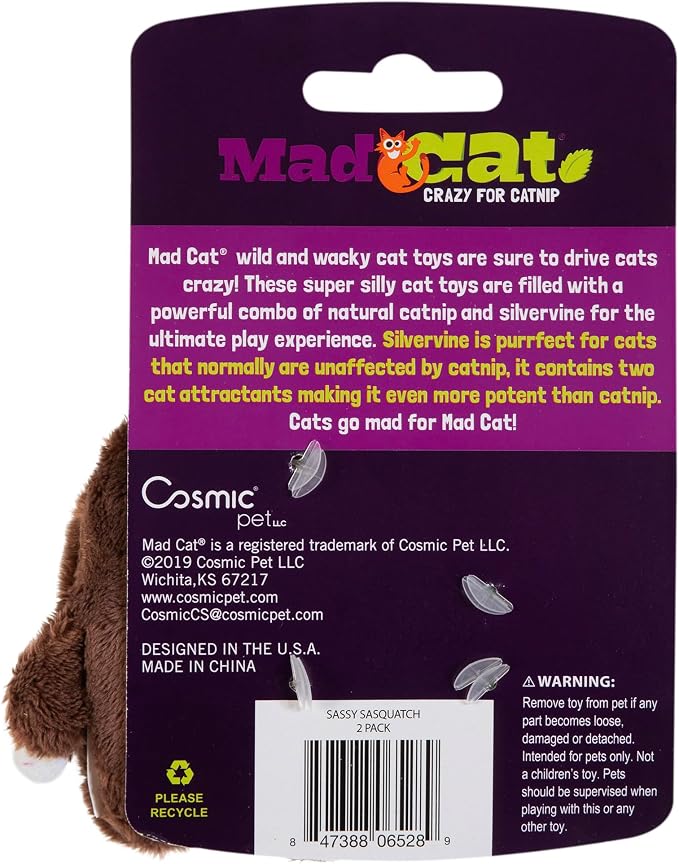 Mad Cat Sasquatch Woodland Catnip and Silvervine Plush Cat Toys, Pack of 2 | Mythical creature pair that sparks batting, kicking and cuddly play sessions for felines during active time at home daily - Image 5