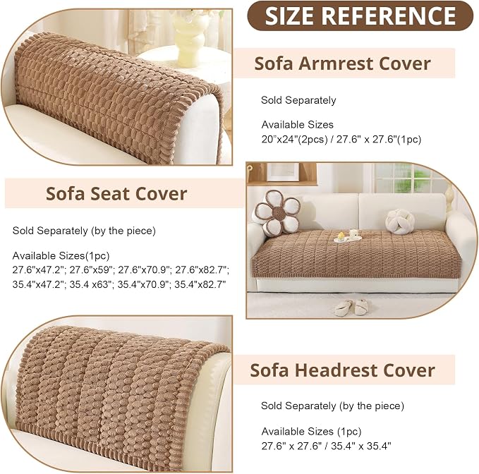 OstepDecor Couch Cover for Dogs, Washable Non Slip Sofa Cover for Pets | Soft Couch Covers for Sofa, Loveseat and Sectional, Furniture Protector Against Pet Hair & Dirt (35.4" x 70.9", Brown) - Image 3