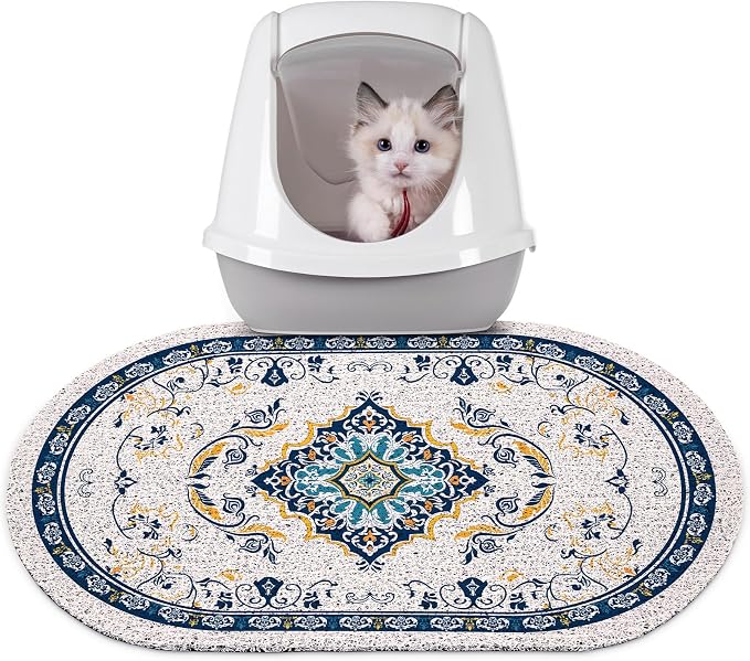 Bienbee Cat Litter Mat, 24" x 15" Dense Trapping Mesh for Litter Boxes | Litter Box Mat with PVC Mesh, Waterproof &Urineproof, Non-Slip Grip, Soft On Kitty Paws and Easy to Clean to Protect Floor by Bienbee