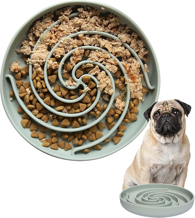 Bifeaw Slow Feeder Dog Bowls, Dishwasher Microwave Safe Silicone Puppy Puzzle Bowl with Non-Slip Design for Eating (Grey Green) by Bifeaw