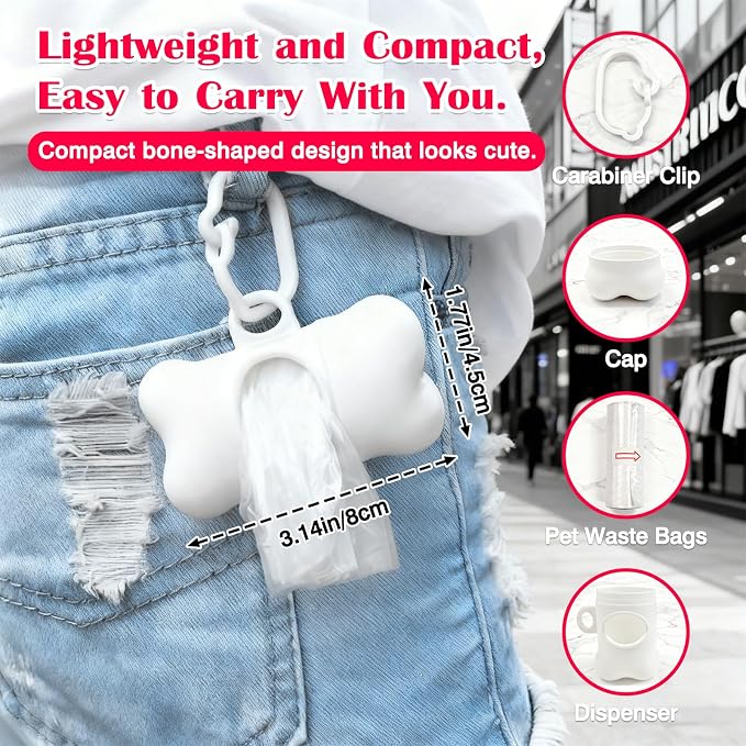 2-Pack Dog Waste Bag Dispenser for Leashes, Portable Pet Bag Holder with Metal Carabiner Clip(Included Waste Bags) - Image 4