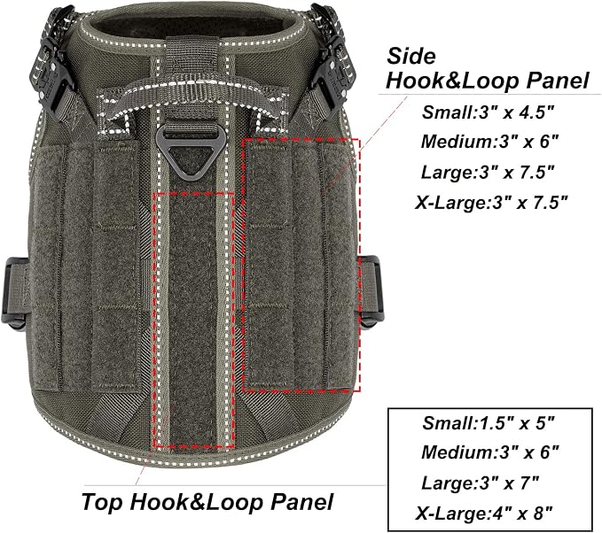 ICEFANG Tactical Dog Harness for Small Dogs,Reflective No Pull Dog Vest | with Control Handle,Adjustable,Front Hook,2 Leash Clips,Soft Padded,MOLLE Panel,Green,Small - Image 4
