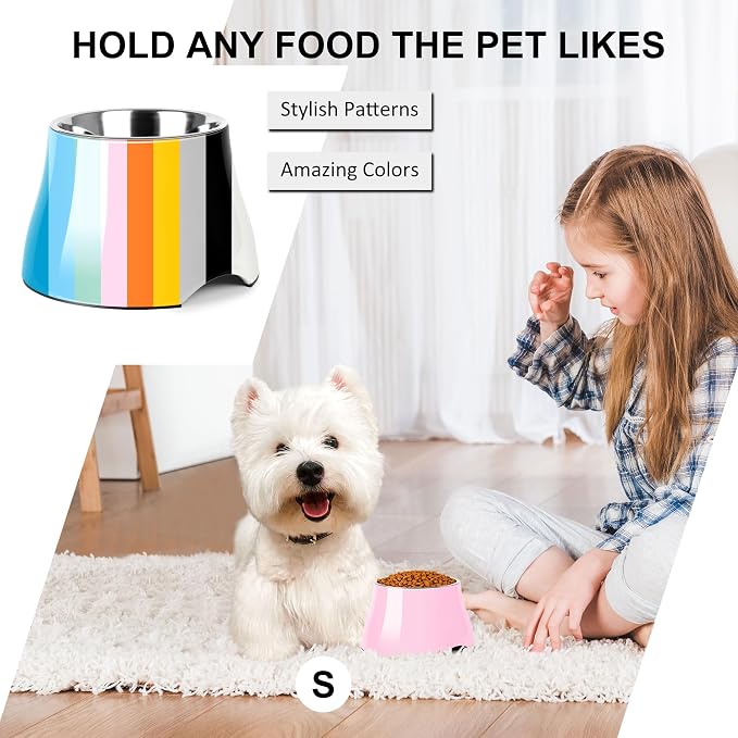 Dog Bowls,Cone Friendly Non Slip Single Dog Bowl with Stainless Steel Inner, Raised Bowls for Smll Dogs Spaniel Dogs Long Ear, High Capacity, S/1 Cup Pink - Image 6