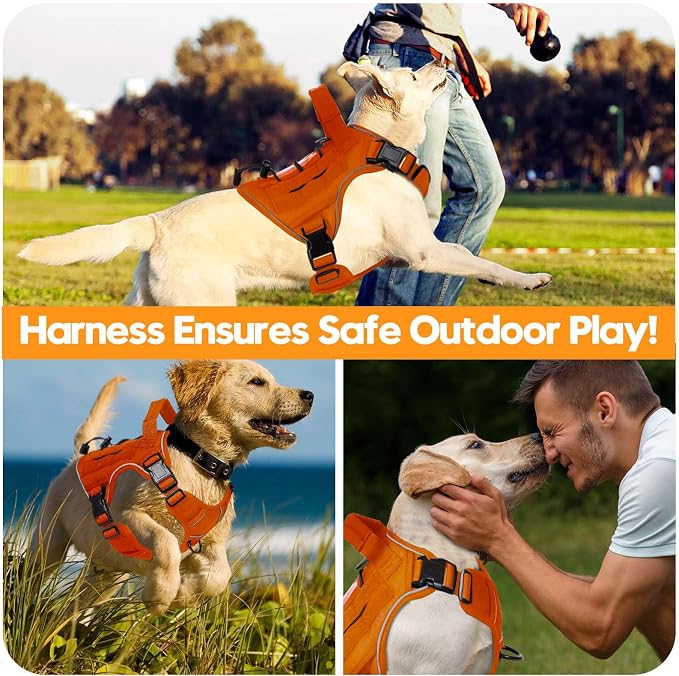 Heavy-Duty Tactical Dog Harness for Large Dogs, No Pull Adjustable Reflective Pet Vest with Molle System, K9 Military-Grade Control for Service Training, Outdoor & 10+ Breeds, Orange, Medium - Image 6