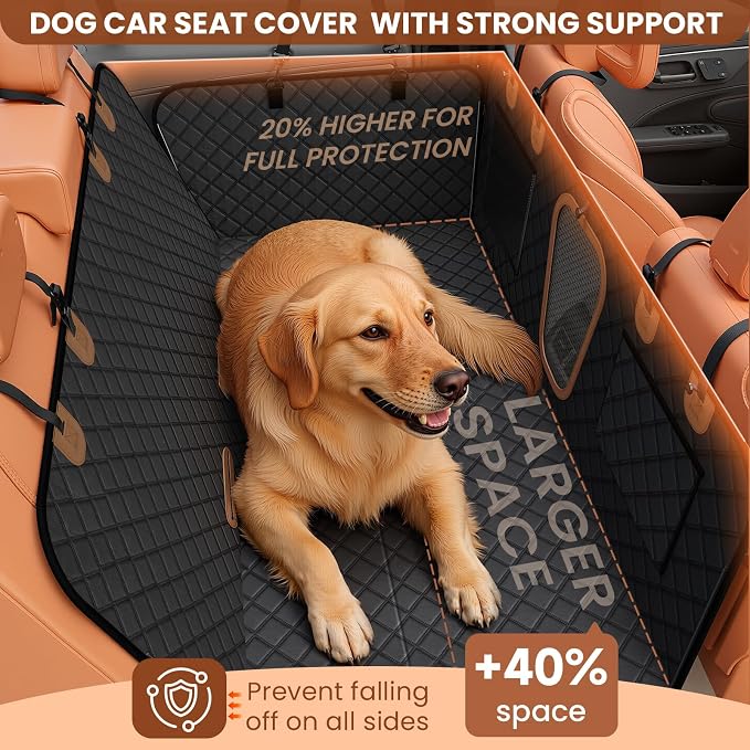 A-Pce Dog Car Seat Cover for Back Seat, Waterproof Hammock for Car & SUV | Easy to Clean, for Travel and Daily Use, Non-Slip, Back Seat Pet Cover for Dogs - Supports 400lbs - Image 3