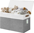 Bagnizer Large Toy Storage Box with Lids, Collapsible Sturdy Baby Storage Organizer Chest Bin Basket for Kids, Boys, Girls, Playroom, Nursery, Bedroom, Closet 25"x13"x16" (Gray and White) by Bagnizer