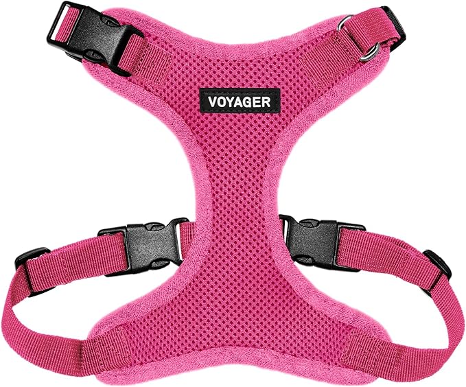 Voyager Step-in Lock Dog Harness - Fuchsia, X-Large | 23 - 28" in Chest, Adjustable, Breathable Air Mesh, Lightweight for Daily Walks, Strong Clips, Heavy Duty D-Ring by BestPetSuppliesLLC