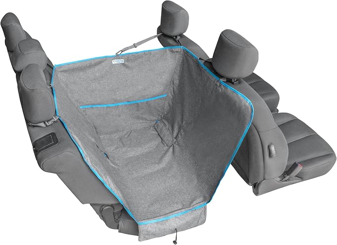 Kurgo Heather Half Hammock Seat Cover, Heather Grey | Protects Seats from Muddy Paws & Pet Hair, Leaves Room for Cargo or Child Seat, Water & Stain Resistant, Secure Fit by Kurgo