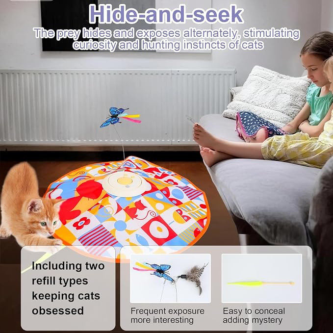 Interactive Cat Toys for Indoor Cats, Kitten Toys for Indoor Kittens,Yellow | Automatic Electronic Cat Toys for Bored Adult Cats, Stimulating Moving Cat Enrichment Toy, Hide and Seek Cat Games Toy - Image 3