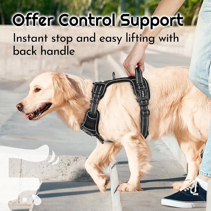 Eagloo Dog Harness No Pull for Large Dogs, Easy On & Off with 3 Buckles | No Choke with Front Clip, Adjustable Fit, MOLLE System, Reflective Vest, Easy Control for Walking, Black, Large - Image 5