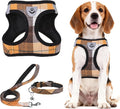 PUPTECK Dog Harness, Collar and Leash Set No Pull for Small Medium Sized | Plaid Puppy Step-in Escape Proof Reflective No Choke Pet Cat Adjustable Walking Vest by PUPTECK