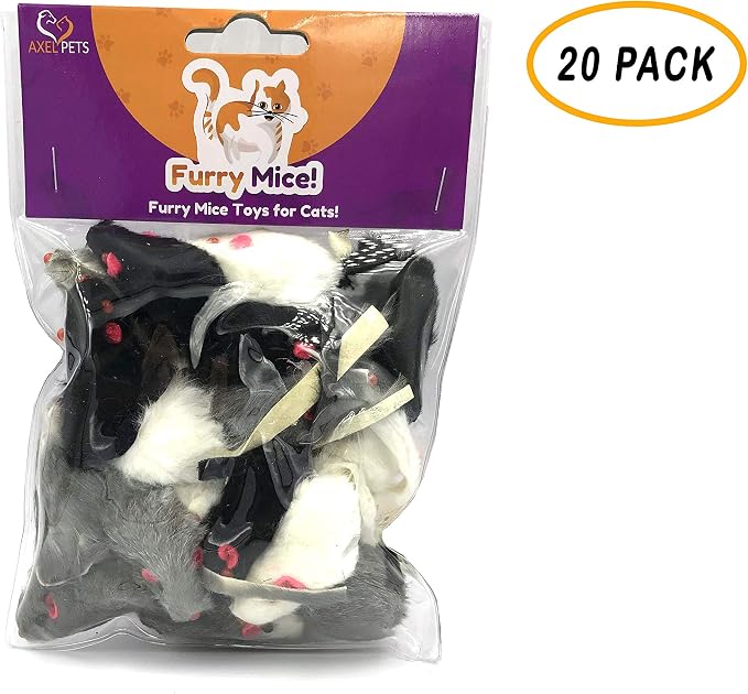 20 Furry Mice with Catnip and Rattle Sound Made of Real Rabbit Fur Interactive Catch Play Mouse Toy for Cat, Pack of 20 Mice - Image 5