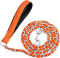 Metal Chain Dog Leash Chew Proof for Dogs, Orange, 3.0mm, 6FT | More Room for Everyday Walks and Outdoor Use, Chew Resistant Chain, Padded Handle, Swivel Clip by LUFFWELL