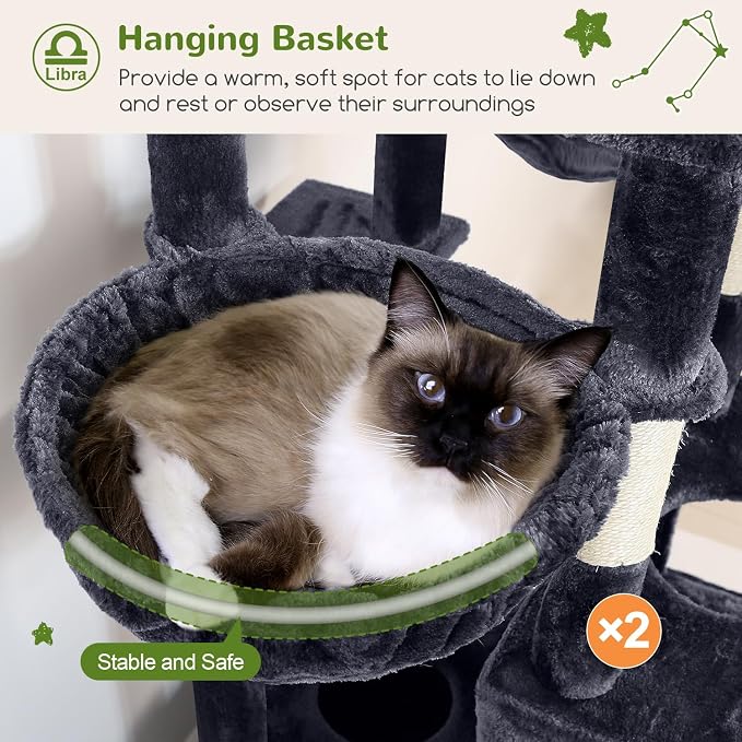 Globlazer Heavy Duty Cat Tree 78 inch Sturdy Cat Tower for 20lbs Large Adult Cats, Symmetrical Aesthetic Big Cat Tree with Extra Large Platform, 2 Scratching Boards, Z78, Dark Grey - Image 4