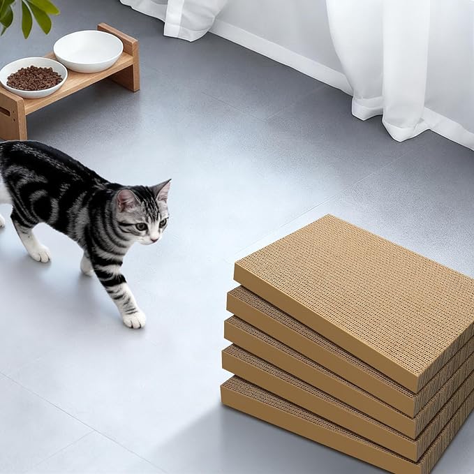 Cat Scratcher 5-Pack Refills, Large Cardboard Pads for Indoor Cats | Recyclable Corrugated Cardboard Pads, Ideal for Daily Scratching and Furniture Protection, Premium Scratch Pad for Kittens - Image 7