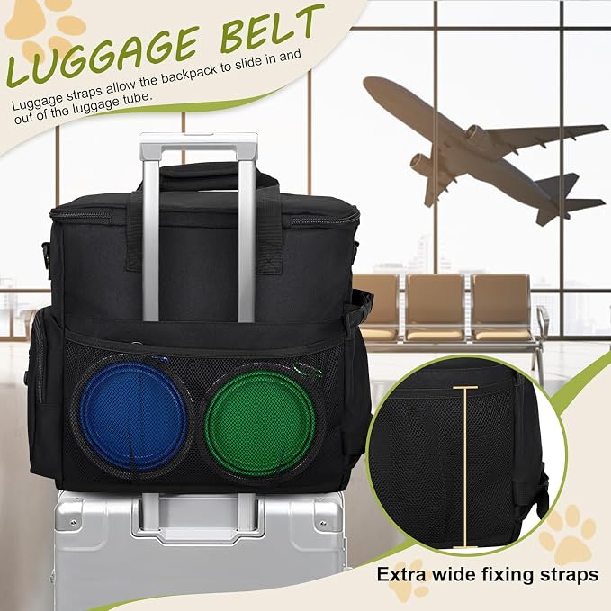 Dog Travel Bag Airline Approved–Pet Travel Tote with Collapsible Bowls,Food Containers & Feeding Mat–Multi-Pocket Organizer for Dogs & Cats, Durable & Water-Resistant for Hiking,Trips,Outdoors - Image 6