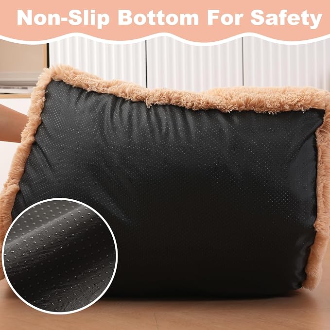 Bedfolks Waterproof Dog Crate Bed,Plush Dog Bed with Removable Washable Cover,Faux Fur Dog Crate Pad for Small Dogs and Cats,Fluffy Dog Kennel Bed 21"x13",Solid Camel - Image 6