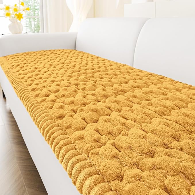 Smiry Non Slip Couch Covers for Dogs, Scratch Resistant Pet Sofa Protector | Machine Washable Soft Fuzzy Thick Furniture Cover for Sofa Loveseat Sectional Large Dogs, Mustard Yellow, 27.6" x 70.9" - Image 12